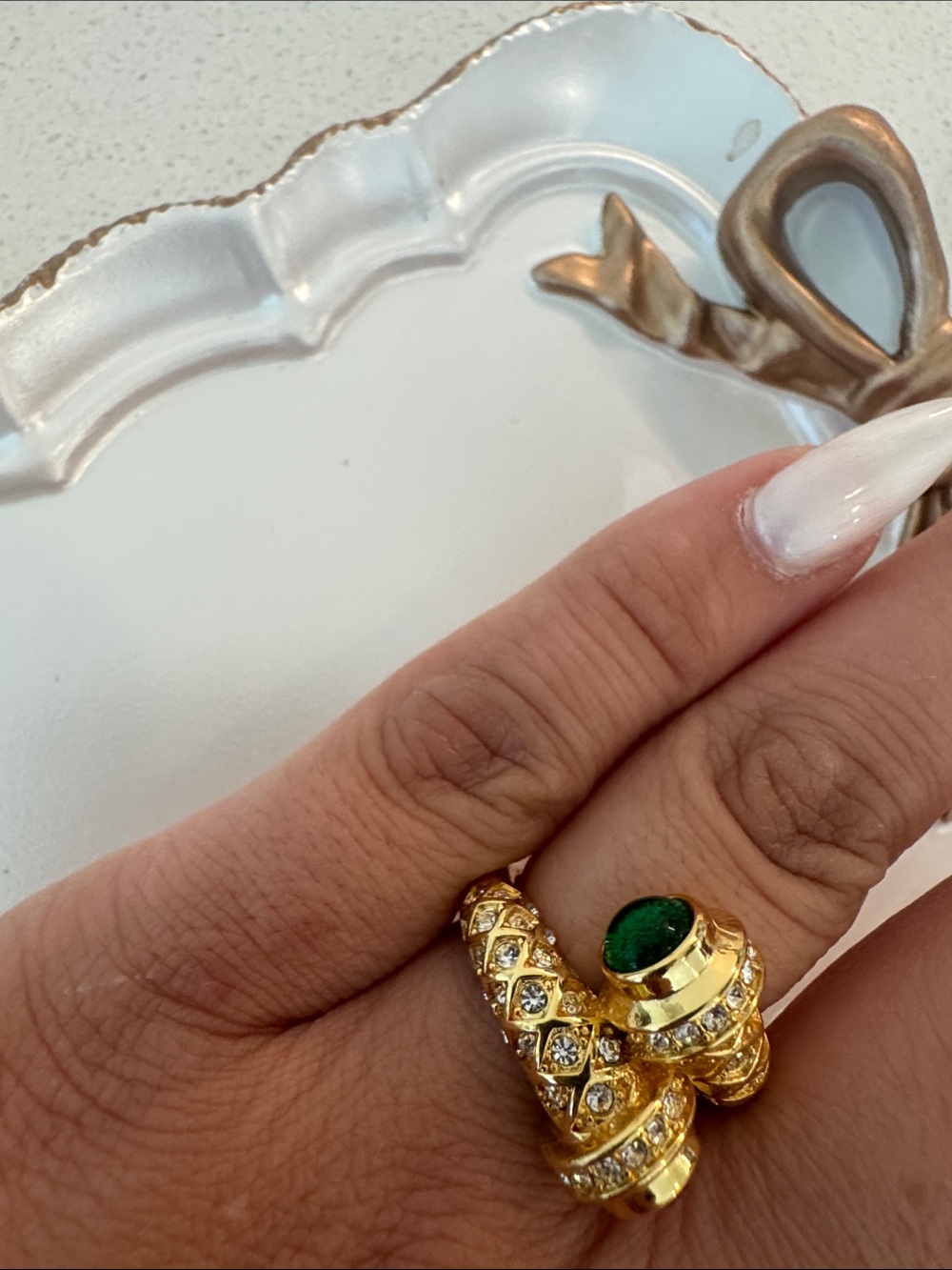 5/22 Gold-Tone Women’s Multi-Stone Cocktail Ring - Red & Green size 7